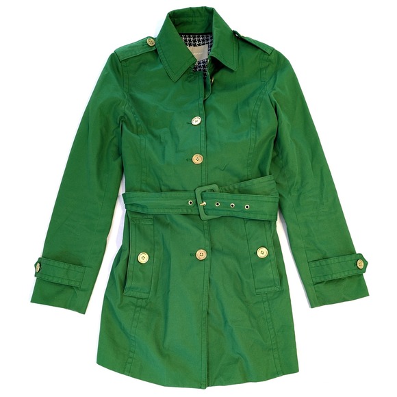 Banana Republic Jackets & Blazers - Banana Republic Green Cotton Belted Trench Coat Jacket Small RN 54023 CA 17897